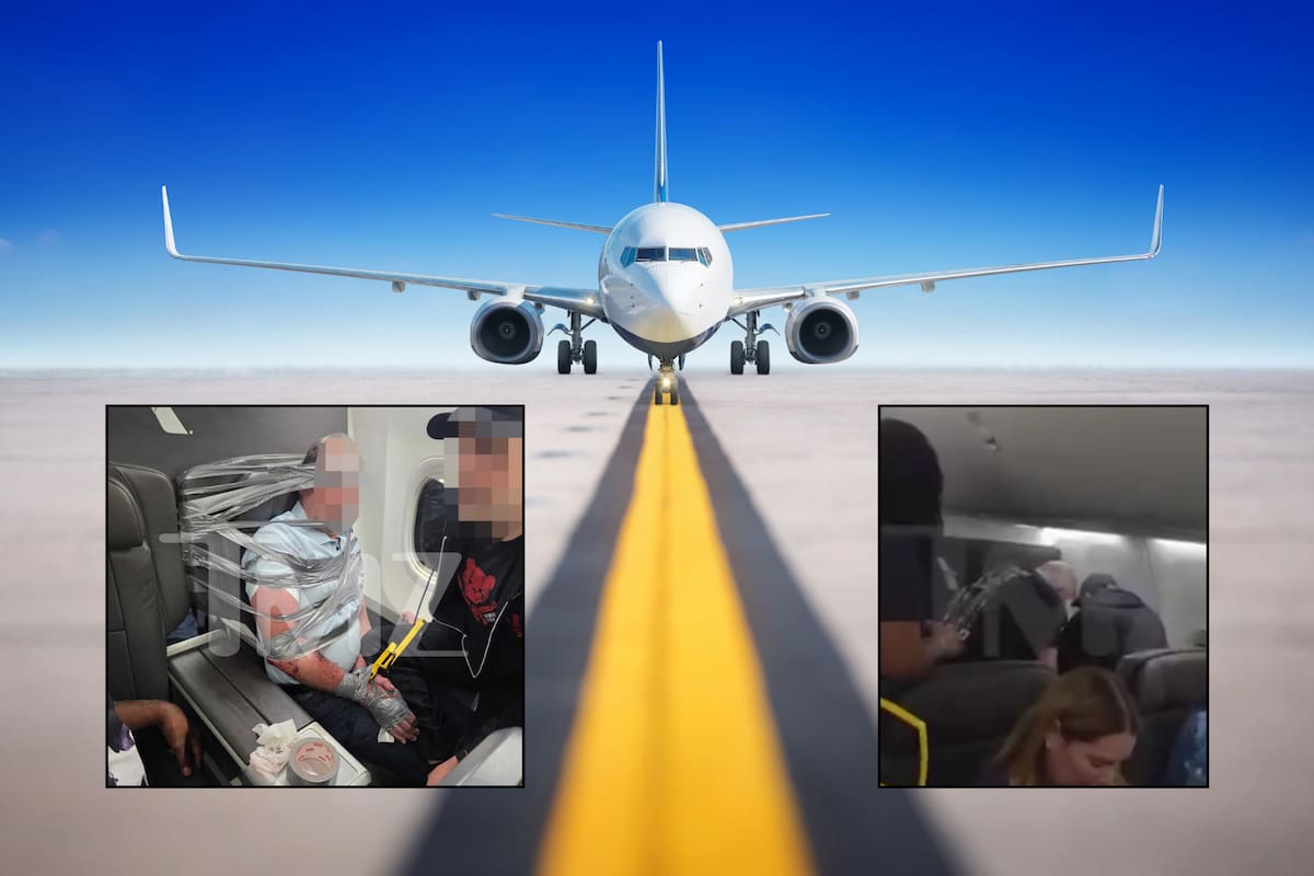 Pasajero que lanzó insultos racistas y homofóbicos, agredió y mordió a otra persona fue inmovilizado con cinta adhesiva durante vuelo de American Airlines | VIDEO