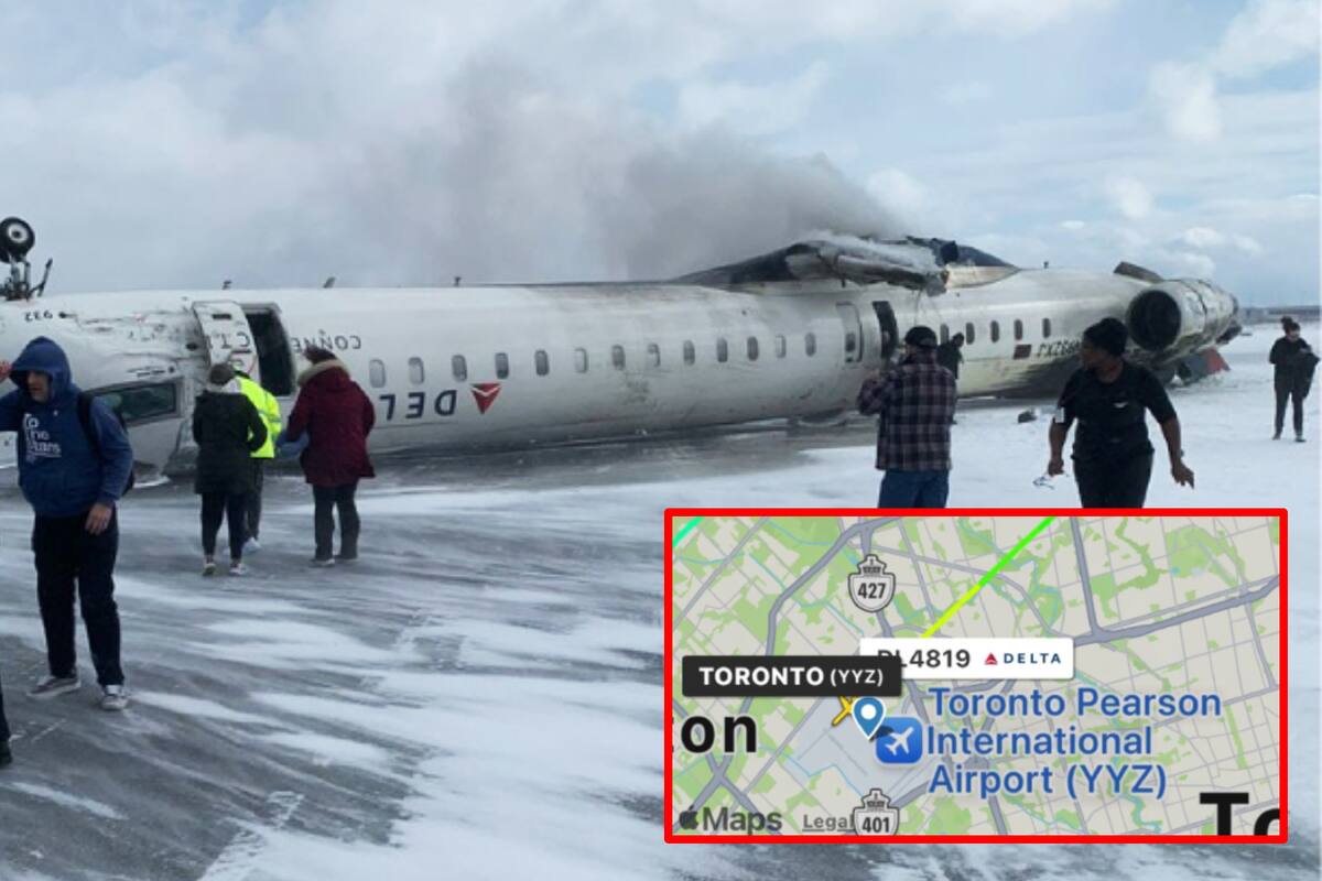 Avión se estrella y cae de cabeza en Aeropuerto de Toronto; reportan 15 heridos