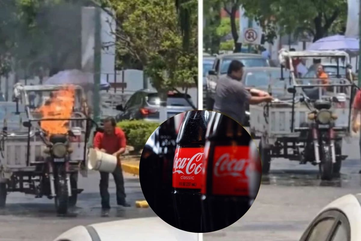 VIDEO: Apagan incendio de moto con Coca-Cola y se hace viral
