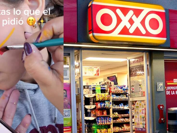 Joven pinta-caritas se vuelve viral cuando una pequeña le pide que le dibuje el logo de Oxxo en la mejilla
