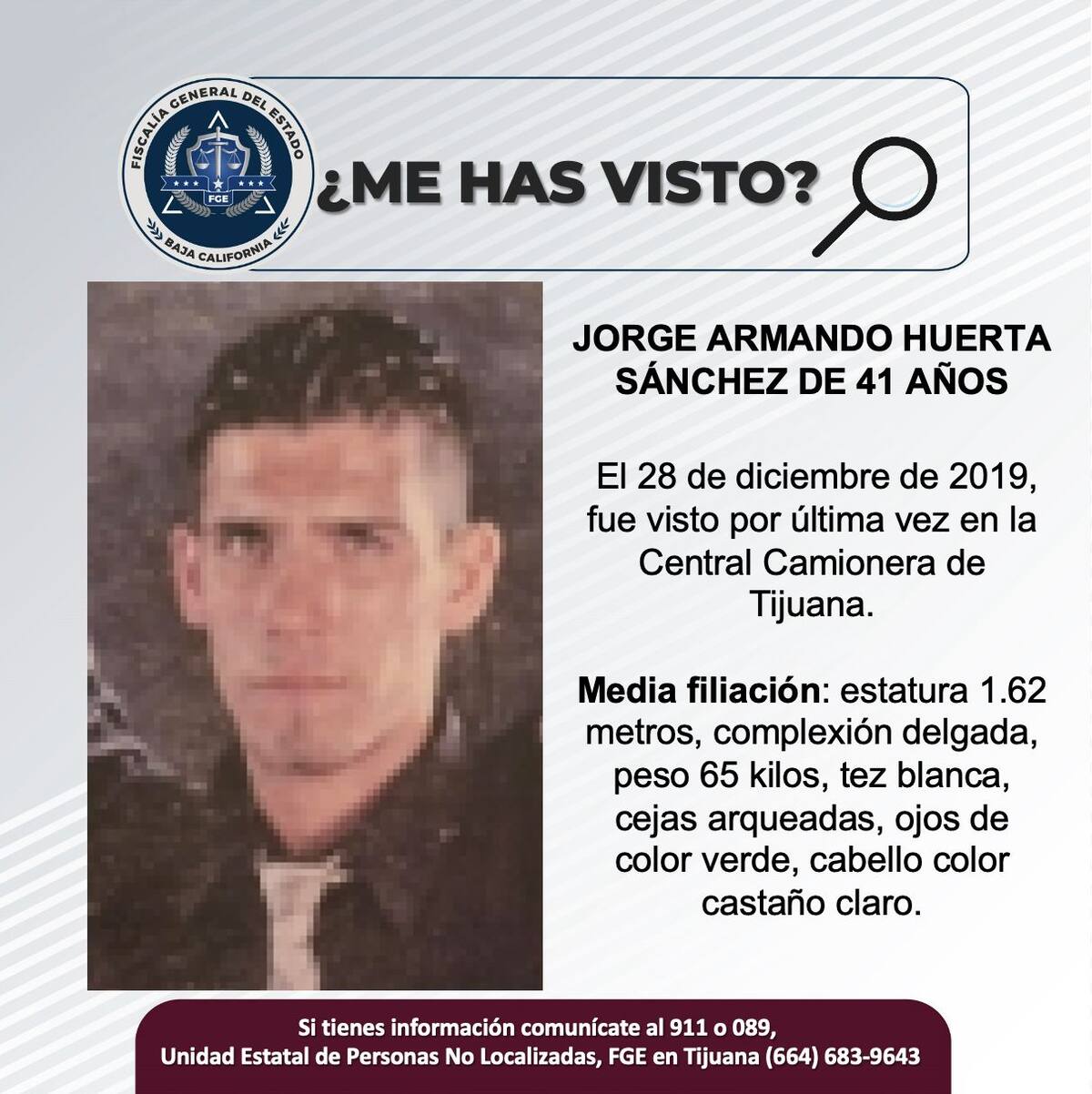 Fue visto por última vez el 28 de diciembre de 2019.