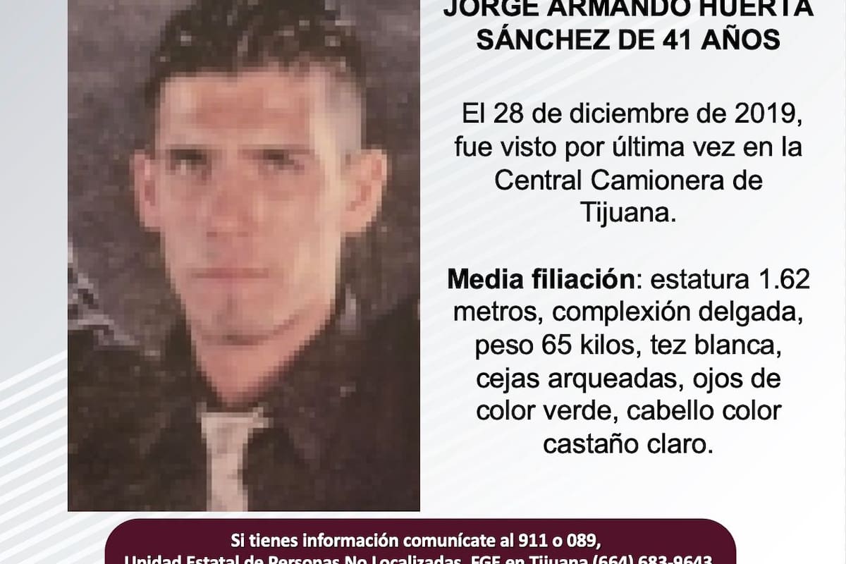 Se busca a Jorge Armando Huerta Sánchez de 41 años