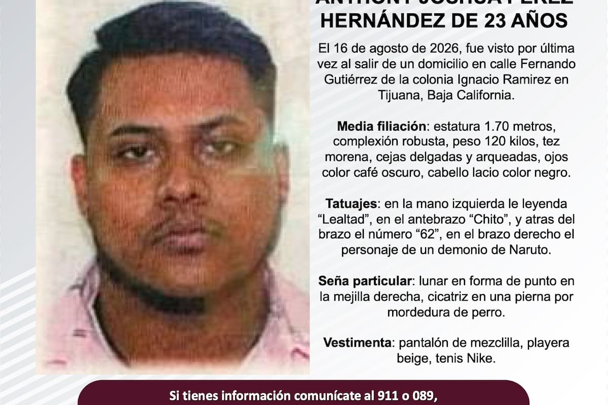 Se busca Anthony Joshua Pérez Hernández de 23 años