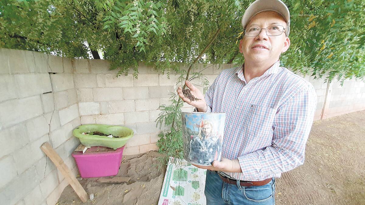 Jesús Roberto Verdugo, vecino de Montecarlo, hace humus de lombriz.