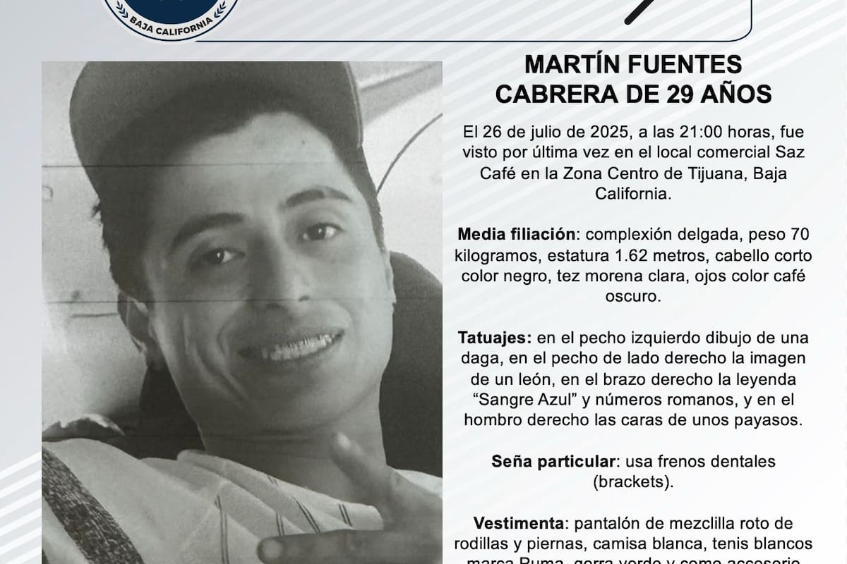 Se busca a Martín Fuentes Cabrera de 29 años