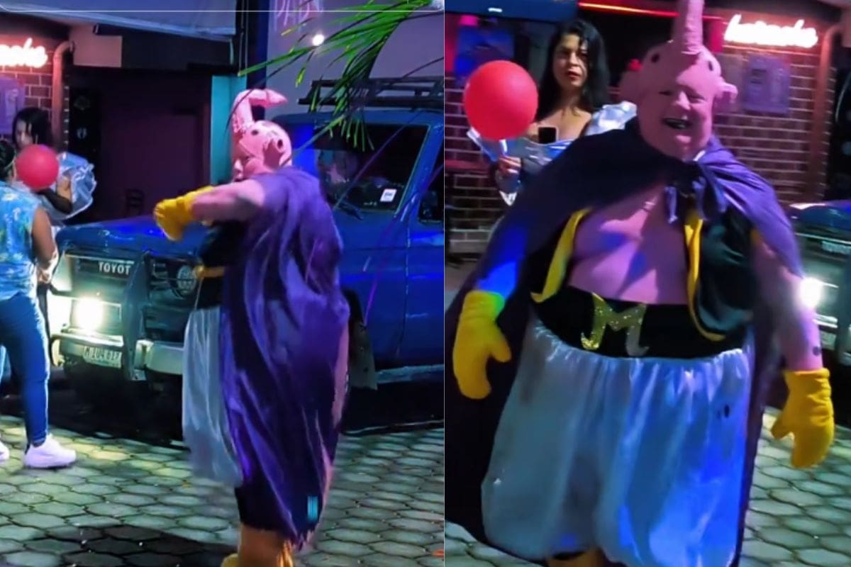 Hombre vestido de "Majin Boo" de Dragon Ball Z se vuelve viral en fiesta de disfraces