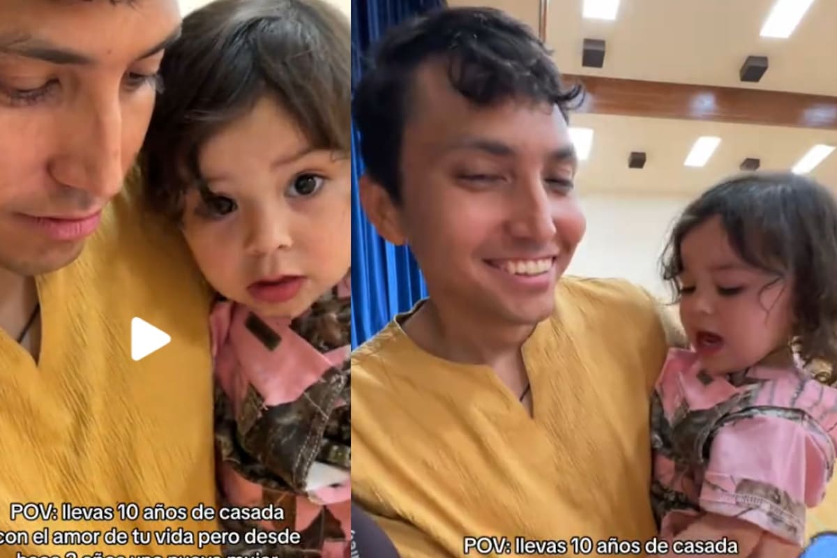 “Papá es mío”: Niña se viraliza por no querer que su madre se le acerque a su papá
