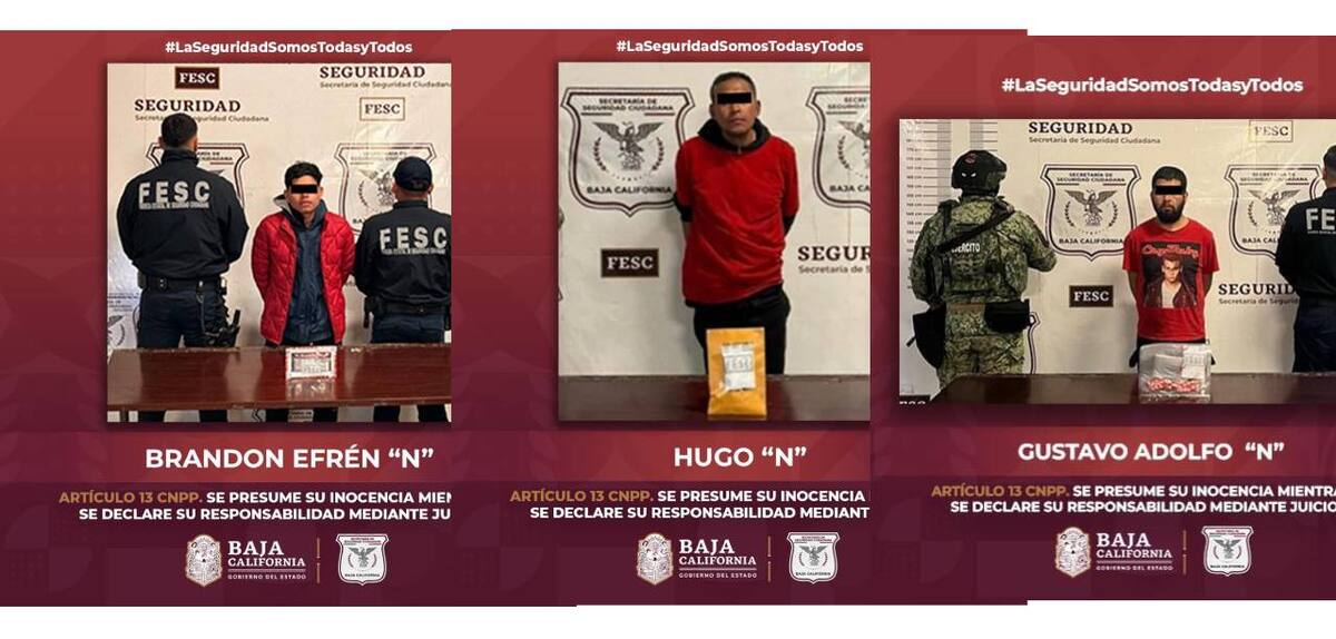 En el municipio de Tijuana, tres sujetos fueron aprehendidos por separado en las inmediaciones de la colonia Zona Norte l Foto: Cortesía