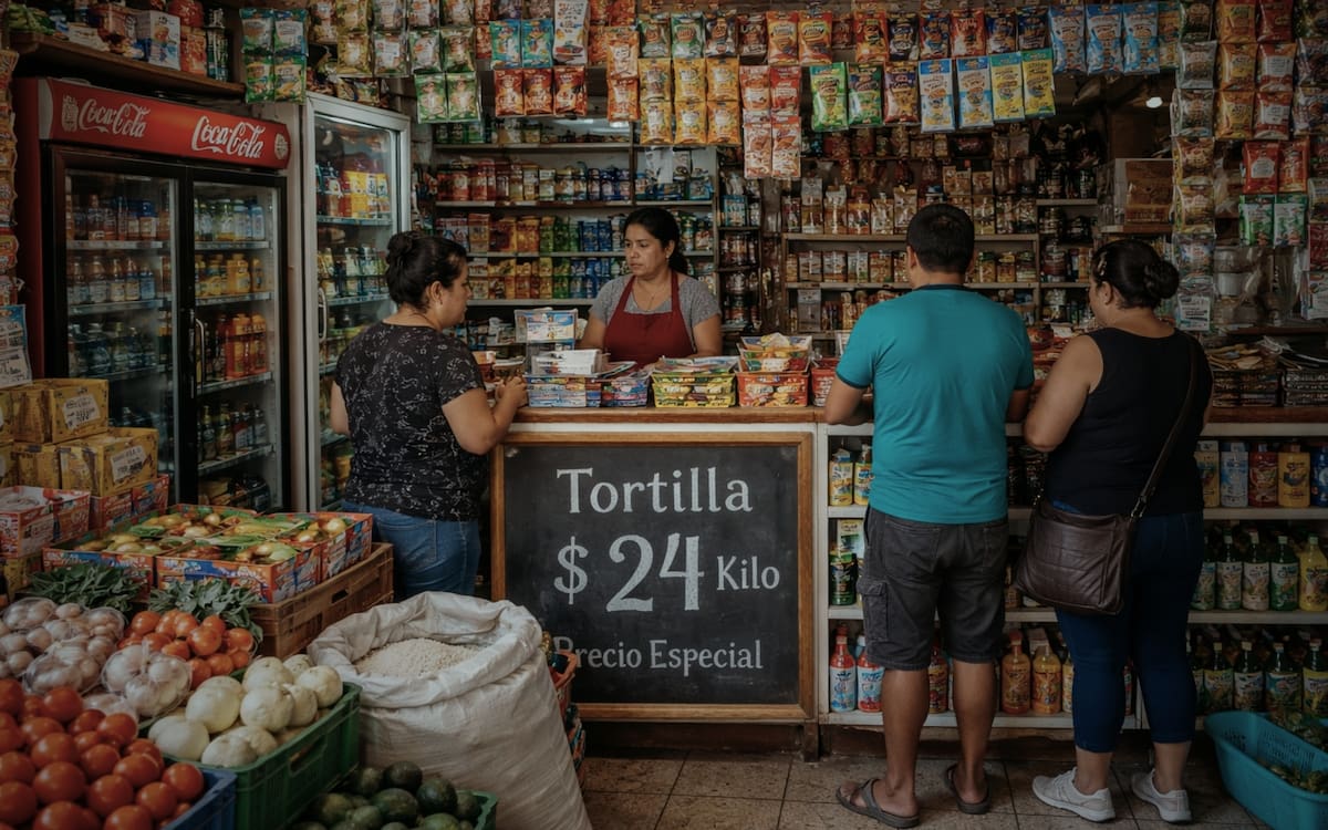 Alimentos y productos de consumo suben en México entre 6% y 8% anual, afectando tienditas y familias, mientras comerciantes advierten que el consumo sigue disminuyendo. Foto: Especial