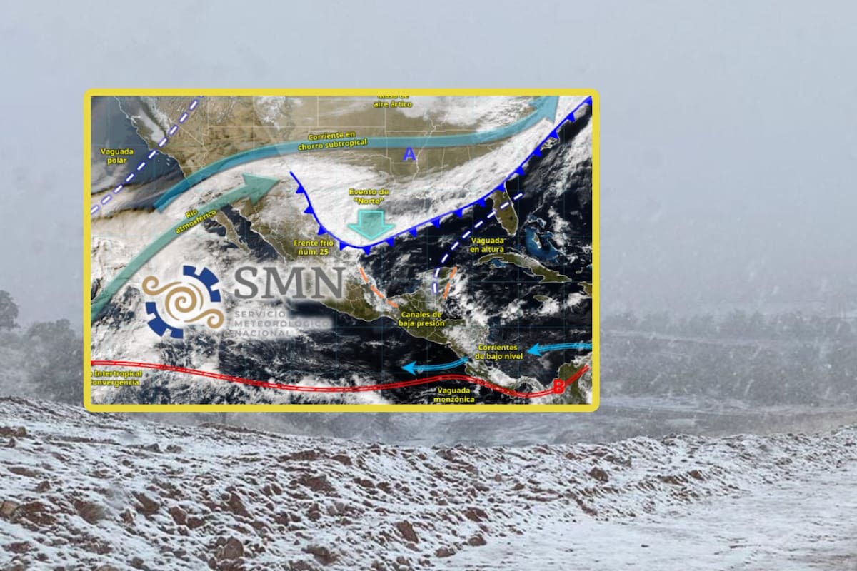 Gran masa de aire frío ‘congelará’ estas ciudades mañana miércoles y jueves con nevadas, lluvias, evento Norte y temperaturas de hasta -10°C en estos estados