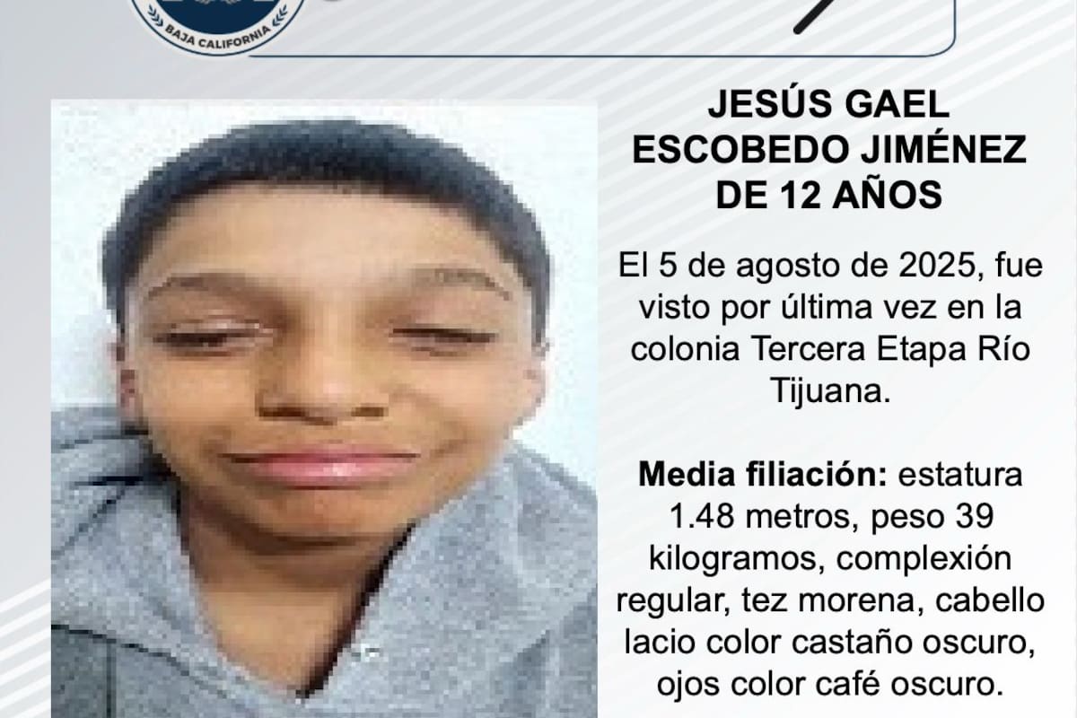 Se busca a Jesús Gael Escobedo Jiménez de 12 años