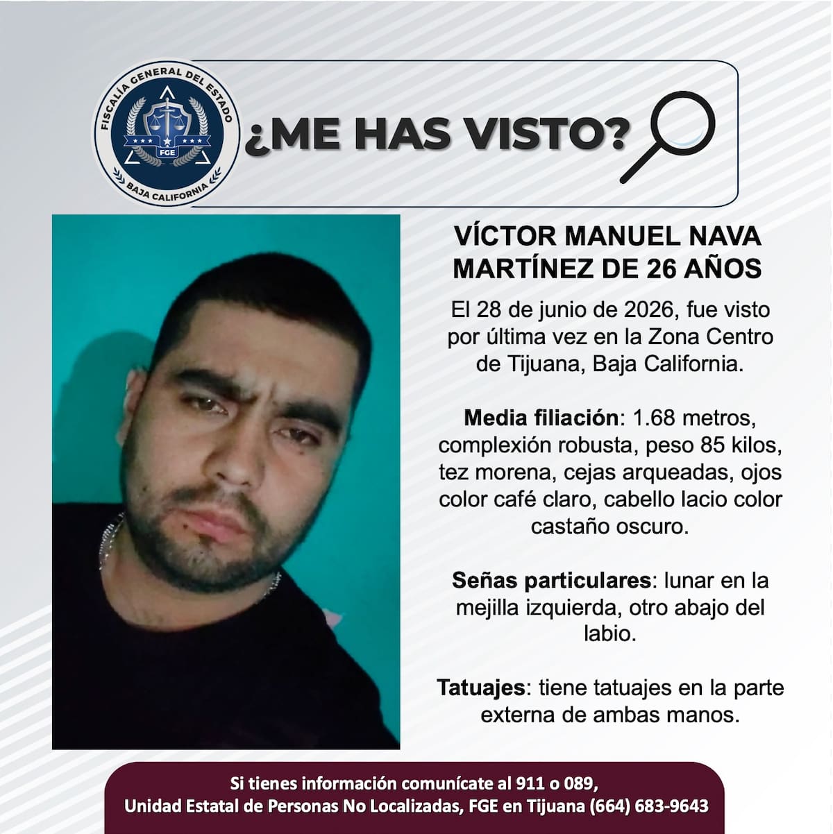 Fue visto por última vez el 28 de junio de 2026.