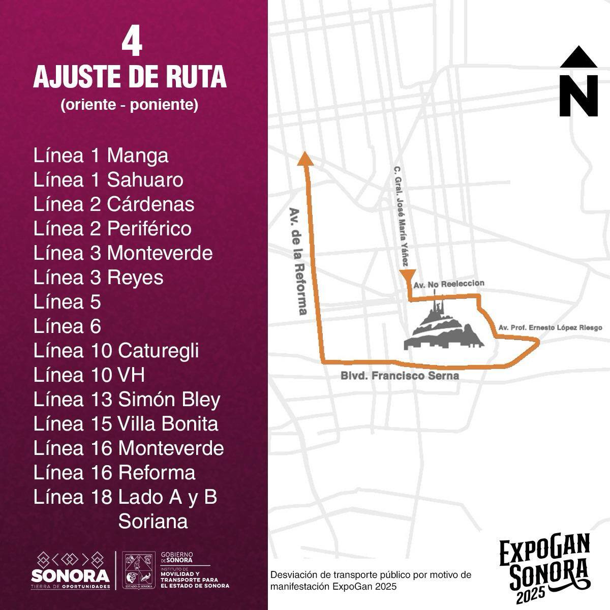 ExpoGan Sonora 2025: cierres viales y ajustes en rutas de camiones en Hermosillo / Espécial
