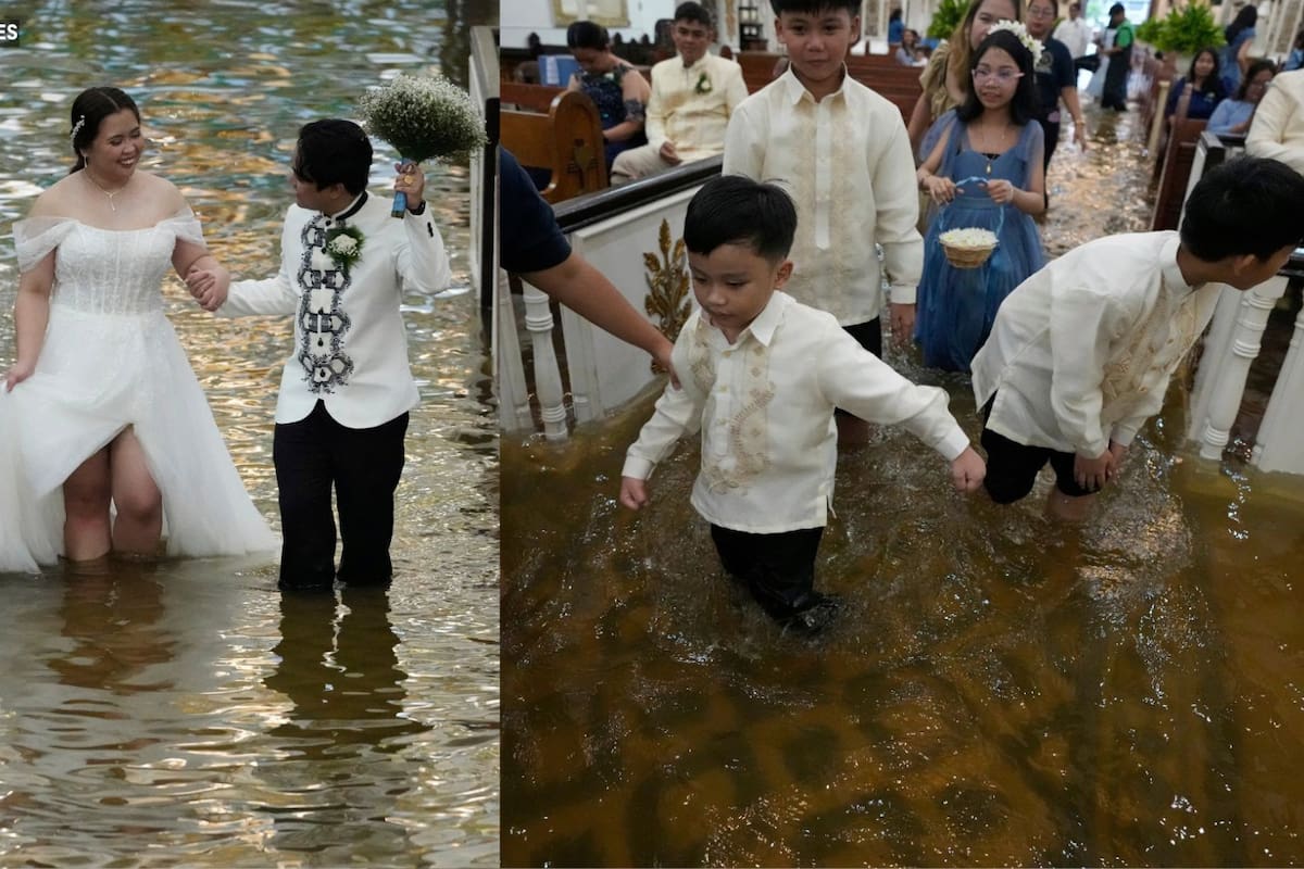 Viral: Pareja se casa en iglesia inundada en Filipinas