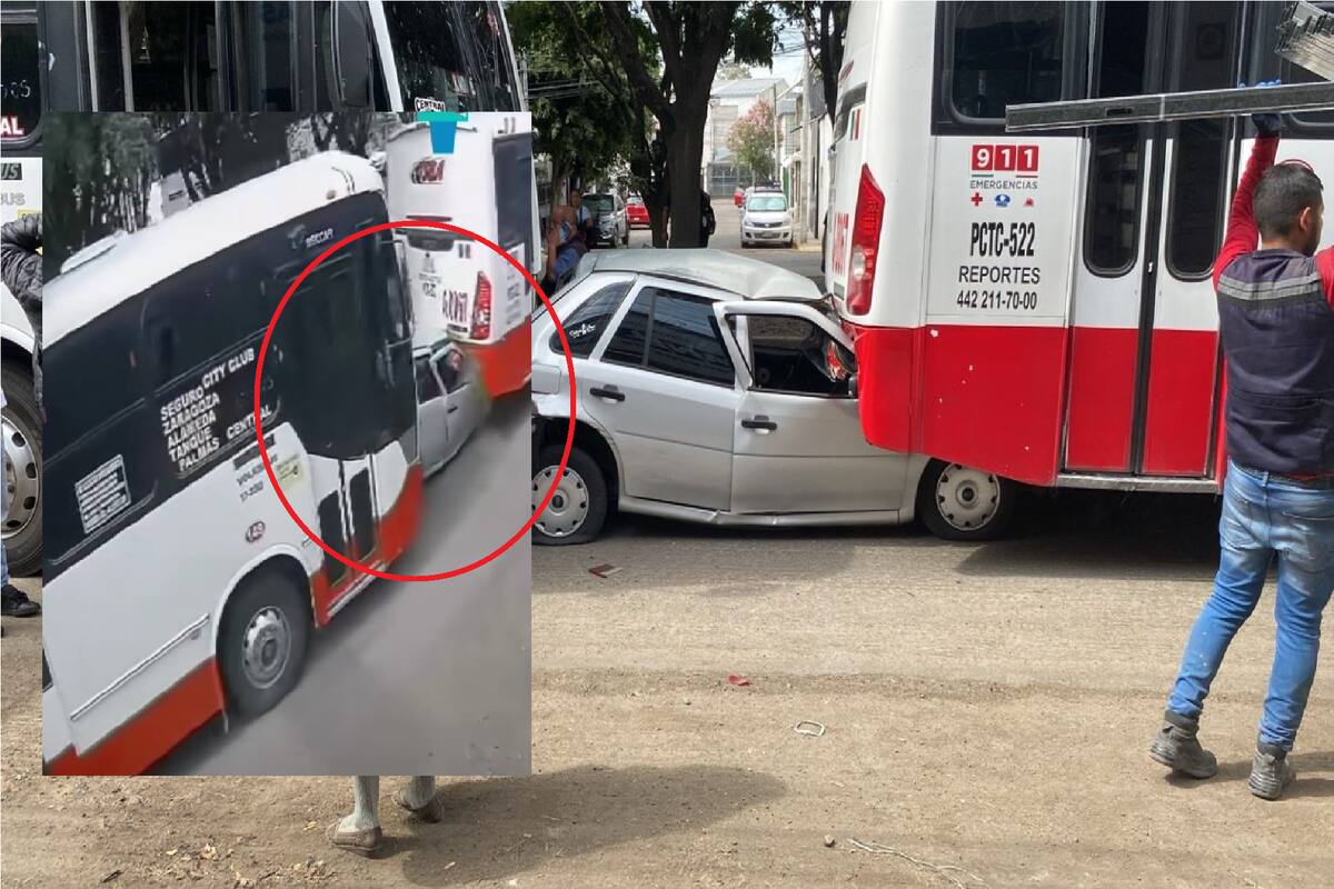 VIDEO: Auto queda aplastado entre dos camiones, ¡conductor sale ileso!