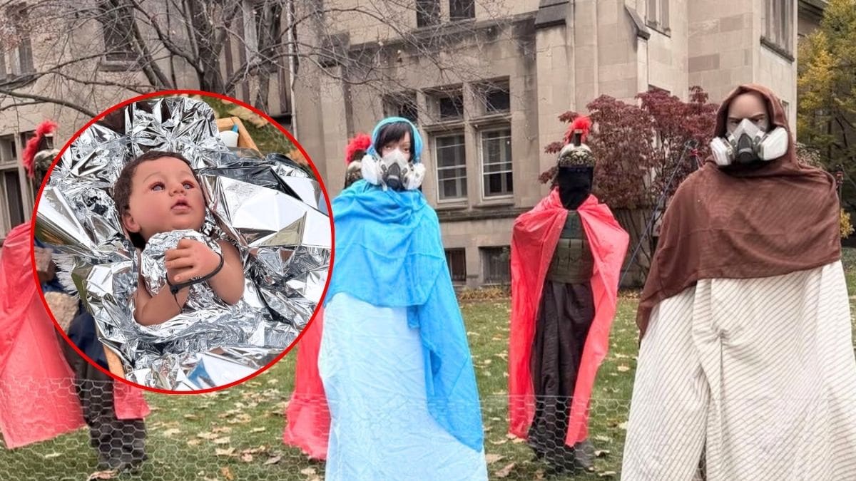 Iglesia monta un pesebre con el Niño Jesús esposado y cubierto con papel aluminio en Chicago, en alusión a redadas de Trump y al trato a familias detenidas en EEUU