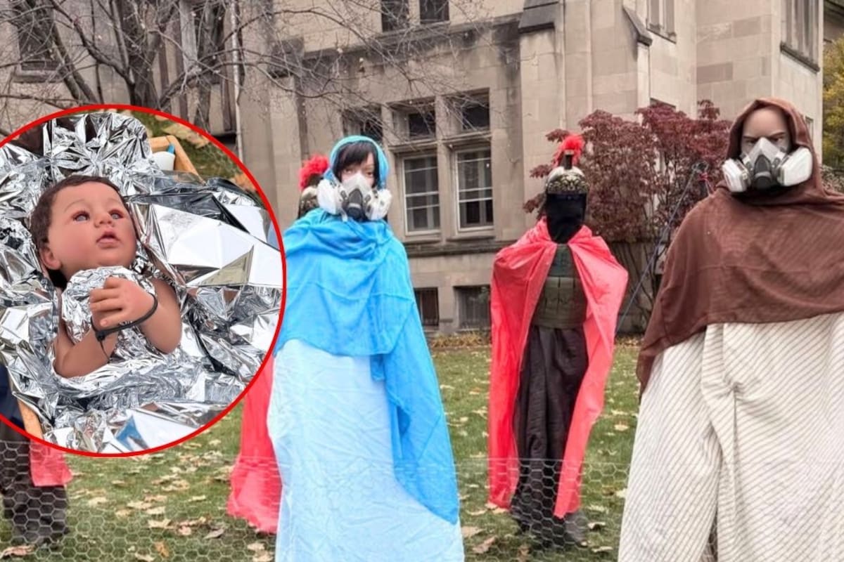 Iglesia monta un pesebre con el Niño Jesús esposado y cubierto con papel aluminio en Chicago, en alusión a redadas de Trump y al trato a familias detenidas en EEUU