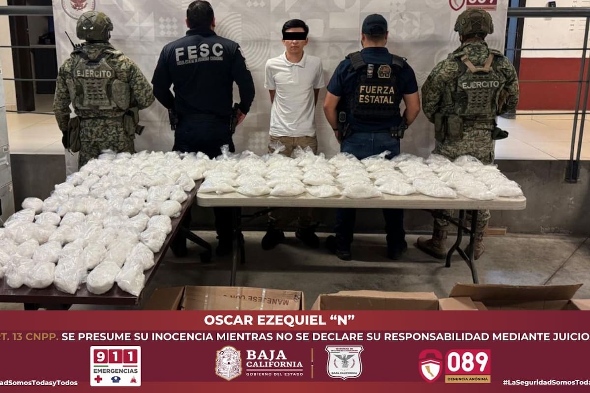 Aseguran 39 kilos de metanfetamina y detienen a presunto generador de violencia en Tijuana