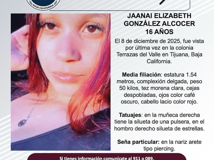 Se busca a Jaanai Elizabeth González Alcocer de 16 años