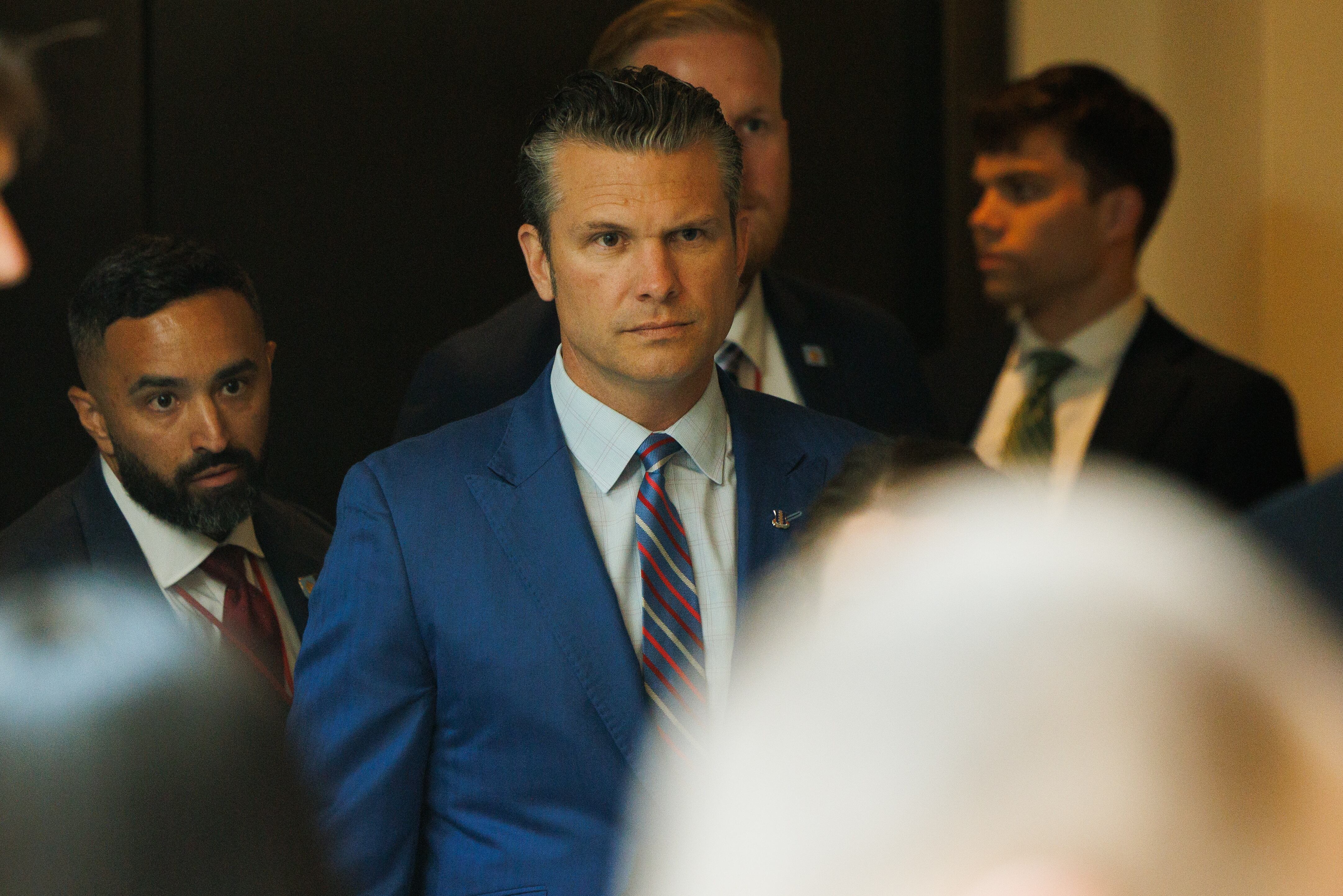 WASHINGTON (United States), 26/06/2025.- US Secretary of Defense Pete Hegseth arrives for a classified briefing in the Senate SCIF of the US Capitol in Washington, DC, USA 26 June 2025. The Senate is receiving a classified briefing on the Iran conflict as President Trump says the US will meet Iran next week. EFE/EPA/AARON SCHWARTZ