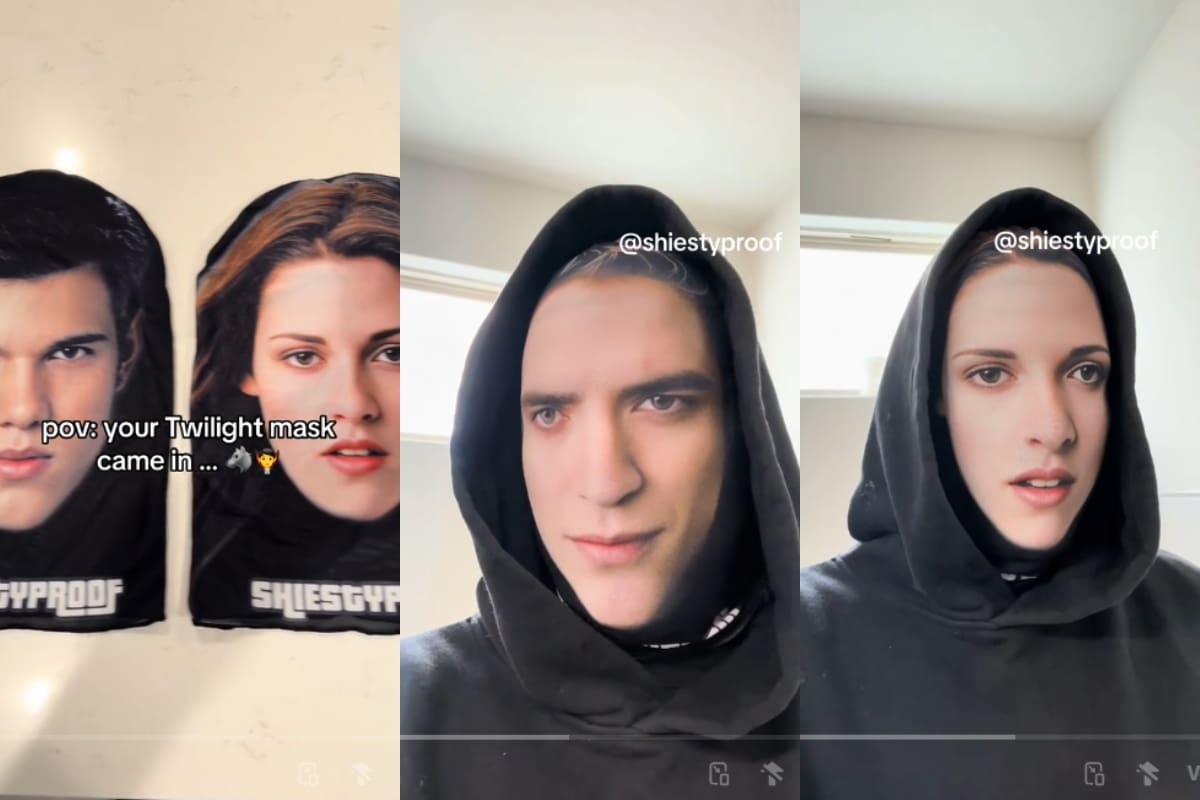 Joven compra máscaras de los personajes de ‘Crepúsculo’ y el resultado al probárselas desata risas en redes
