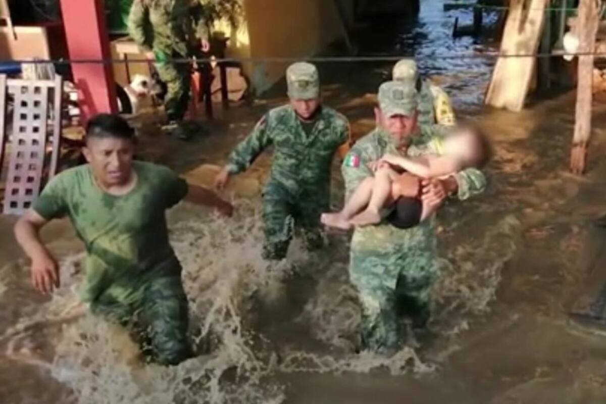 Sedena rescatan a niño de 3 años que se ahogaba en Tabasco