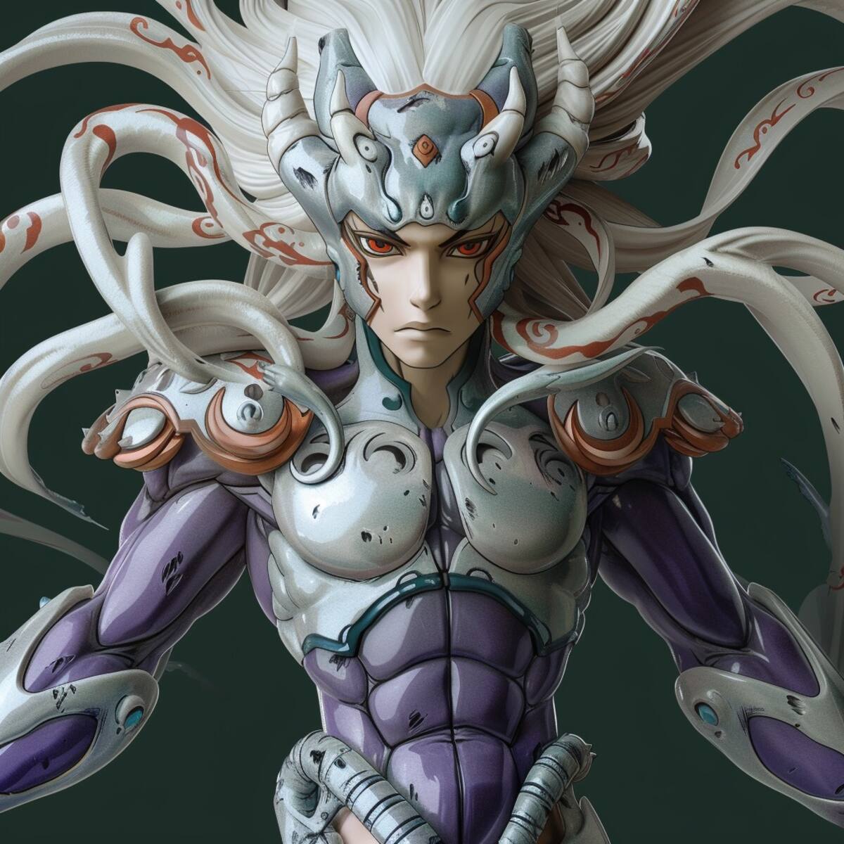 Midjourney imagina a Ichi de Hydra como un guerrero imponente, listo para enfrentar cualquier desafío con sus cuernos y garras venenosas.
