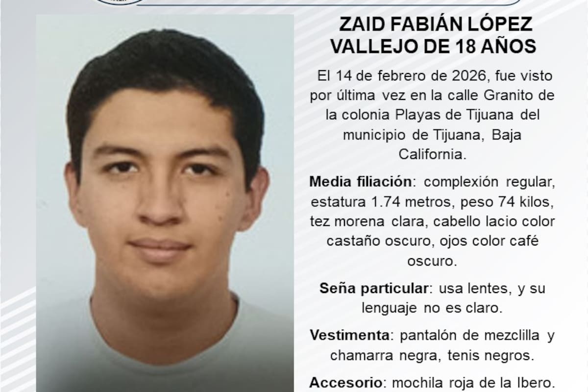 Se busca a Zaid Fabián López Vallejo de 18 años de edad