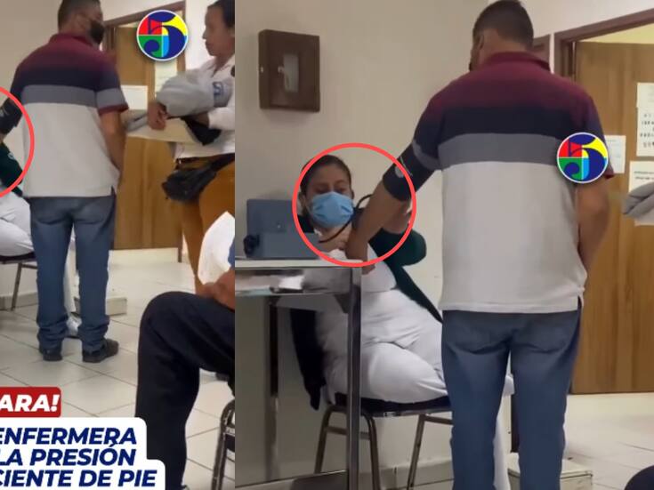 “Cada quien ve por su salud; ella vio por la de ella”: captan a enfermera del IMSS tomando la presión sentada y “ahí se va”