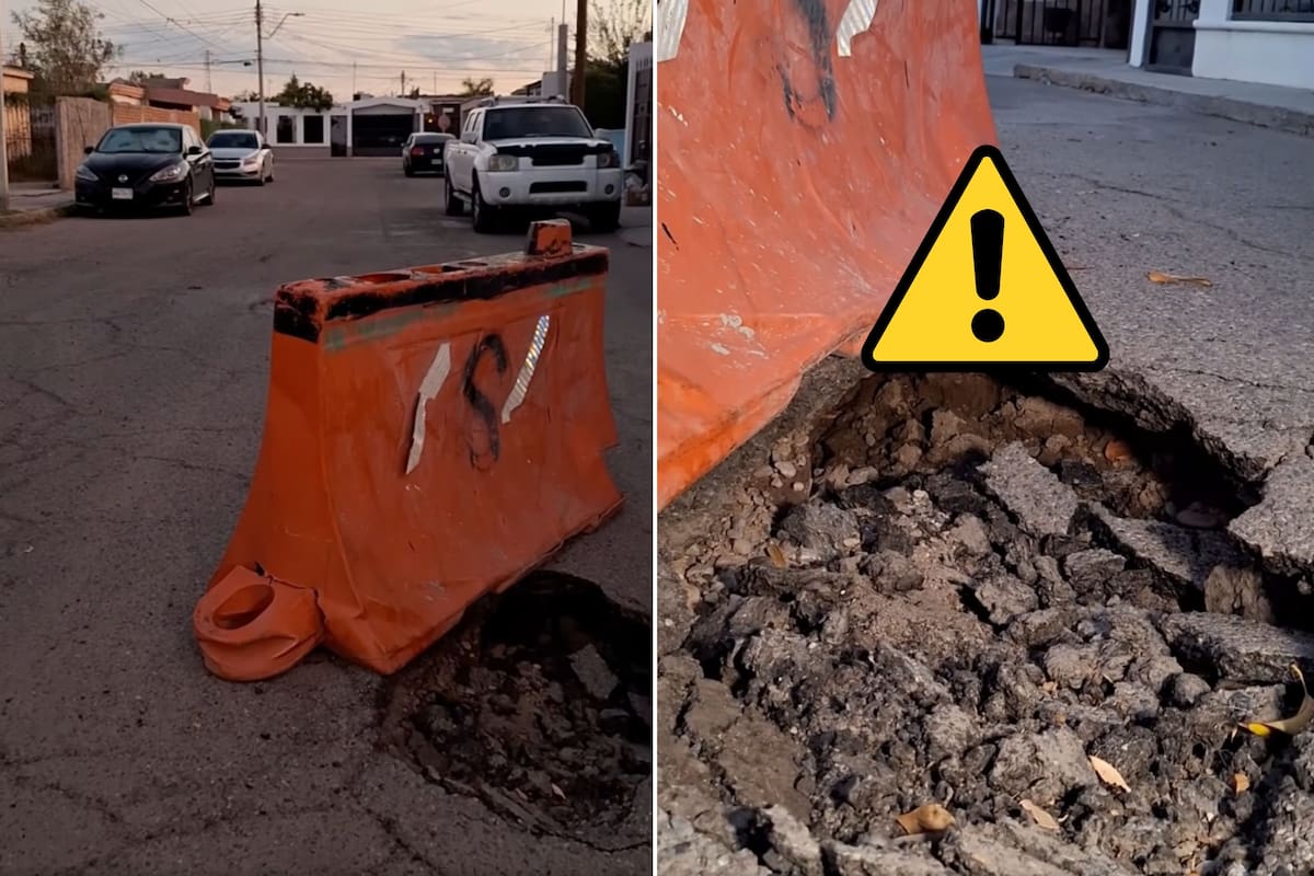 Socavón lleva más de dos semanas abierto en Fuentes del Mezquital; vecinos reportan drenaje colapsado y temen que el hundimiento crezca