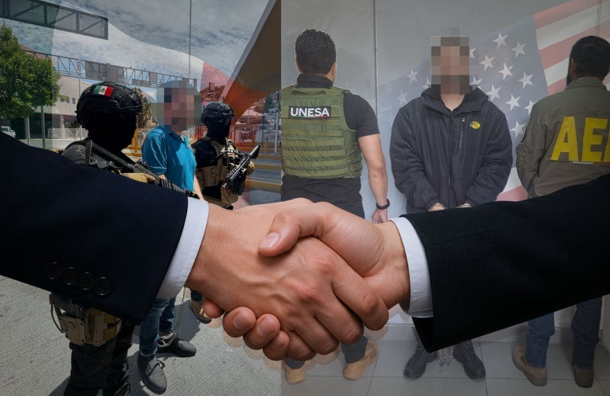 Mientras México investiga la presencia de agentes de EEUU sin autorización en Chihuahua, Interpol e ICE entregan a Sinaloa a cuatro prófugos acusados de homicidio, feminicidio y desaparición. | Foto: Especial GH/Fiscalía General del Estado de Sinaloa/Generada con IA