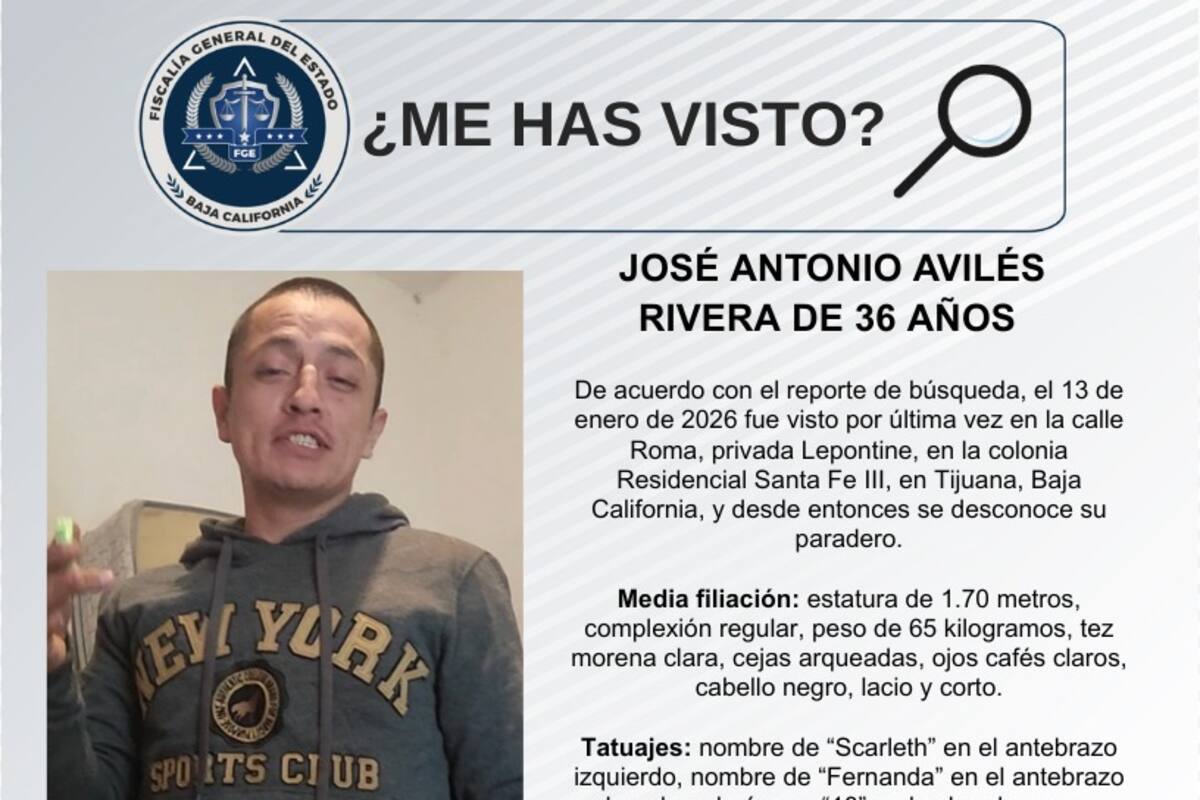 Se busca a José Antonio Avilés Rivera de 36 años