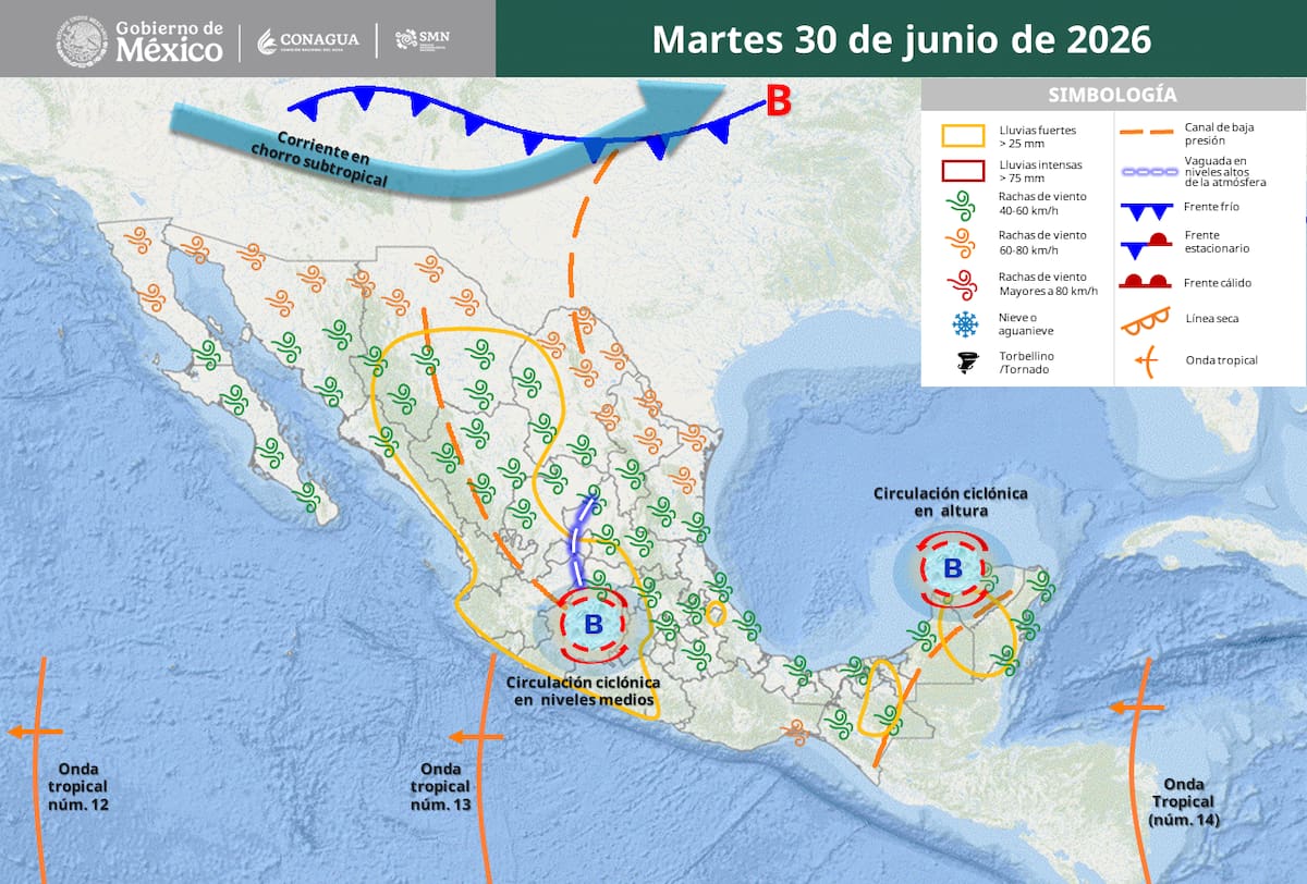 Áreas en vigilancia por desarrollo 30 de junio. | Foto: SMN.