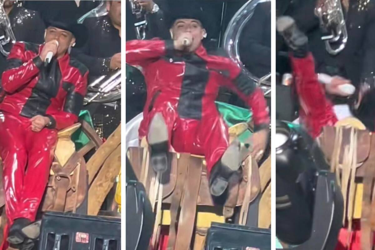 VIDEO: Eduin Caz se cae en pleno concierto de Grupo Firme en Guadalajara