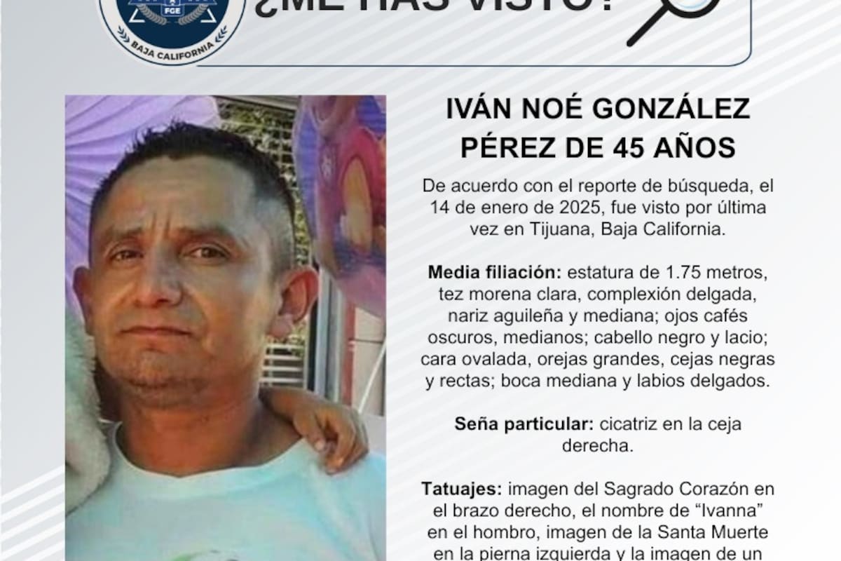 Se busca a Iván Noé González Pérez de 45 años