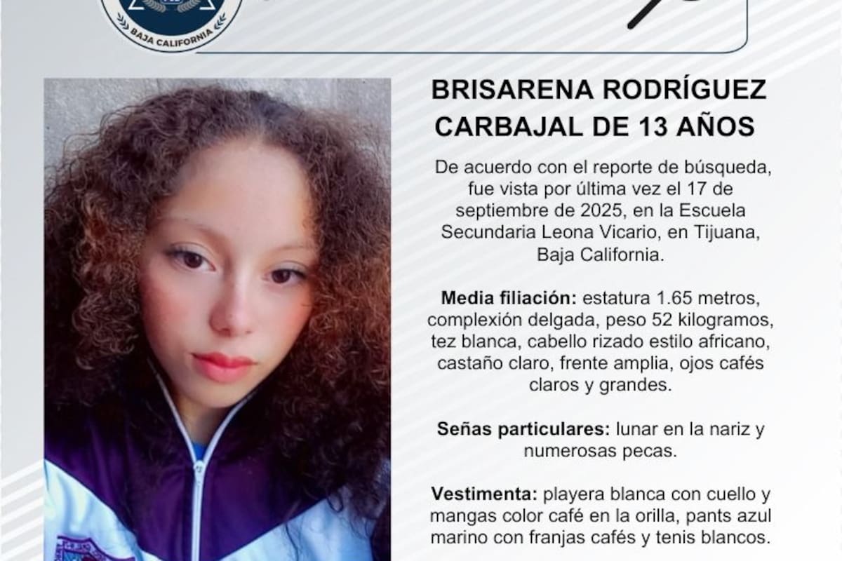 Se busca a Brisarena Rodríguez Carbajal de 13 años