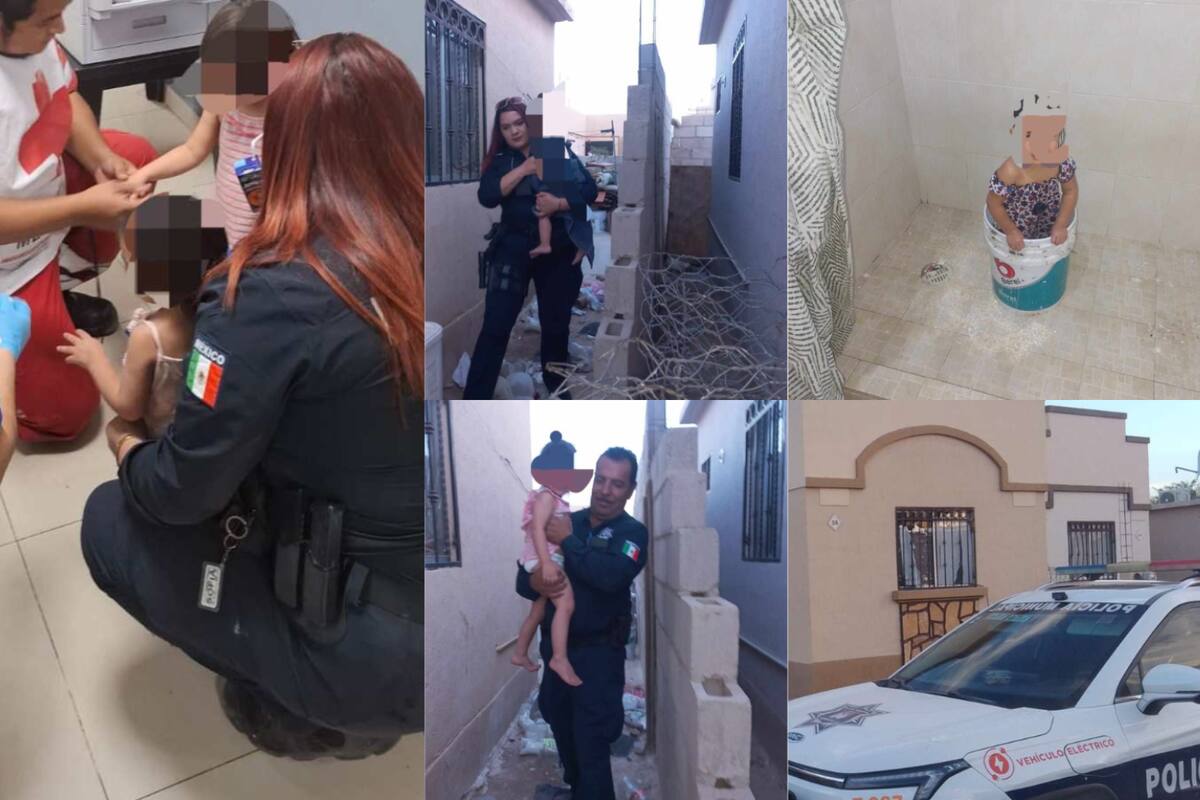 Policías rescatan a dos niñas abandonadas en Hermosillo; una de ellas fue encontrada dentro de una cubeta