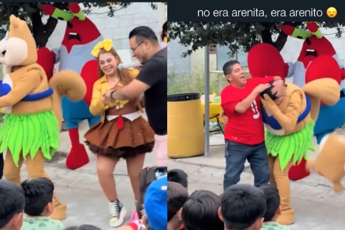 “No era Arenita, era un hombre”: show de Bob Esponja en una fiesta infantil sorprende tras un fallo en los disfraces