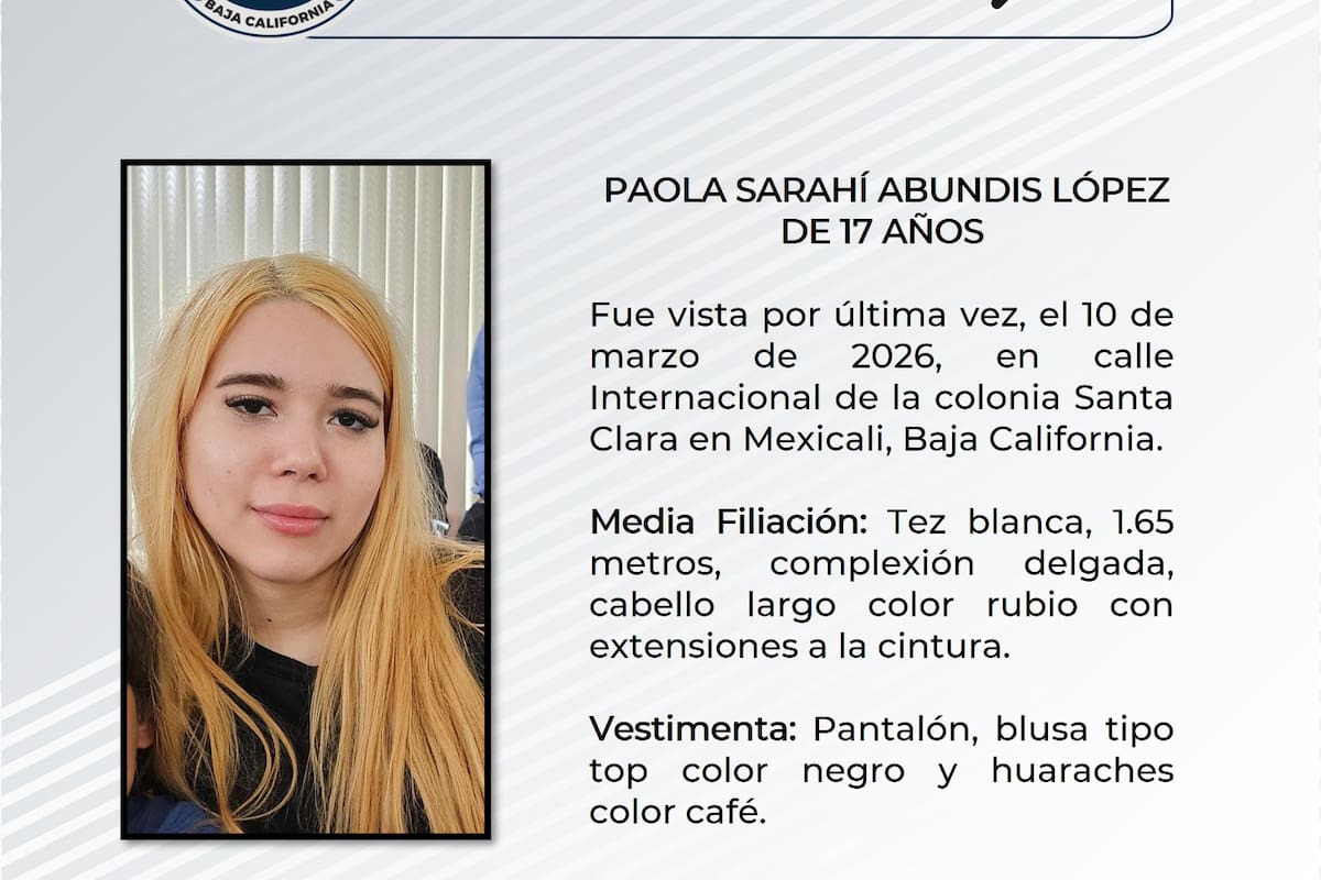 Buscan a adolescente de 17 años desaparecida en Mexicali