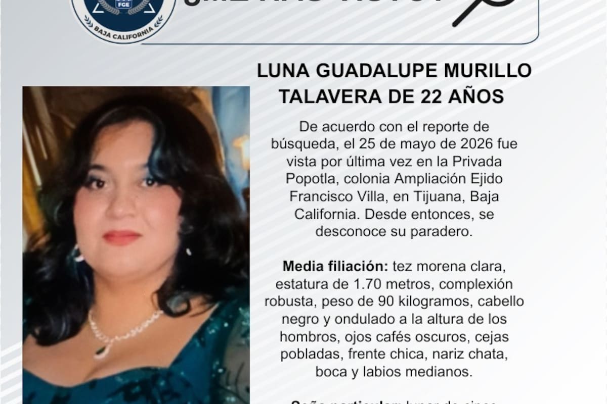 Se busca a Luna Guadalupe Murillo Talavera de 22 años