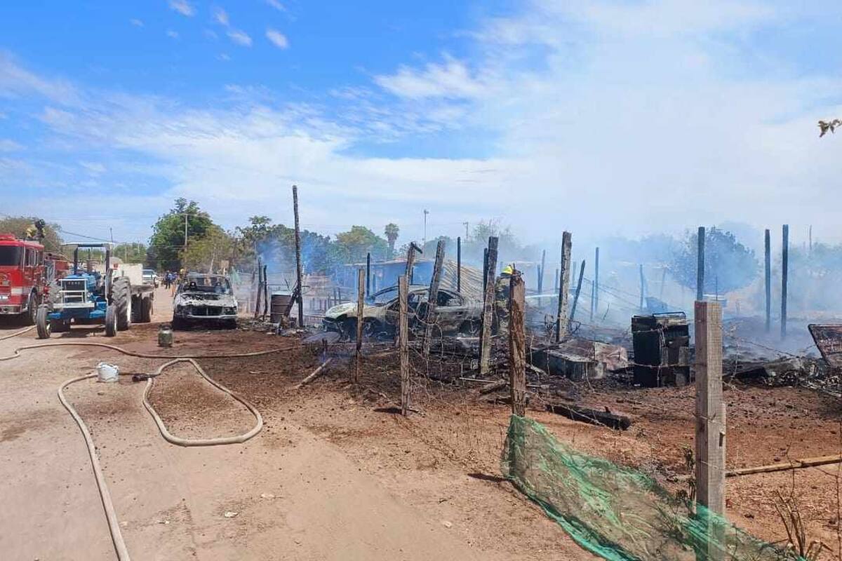 Se registra incendio de Pueblo Yaqui; seis viviendas y dos vehículos afectados