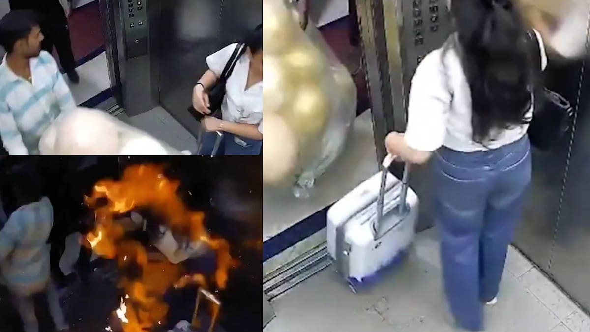 Con quemaduras y horrorizados terminan hombre y mujer en un elevador luego que explotaran globos llenos de gas en India; autoridades investigan la sustancia que contenían los globos que produjo el grave accidente