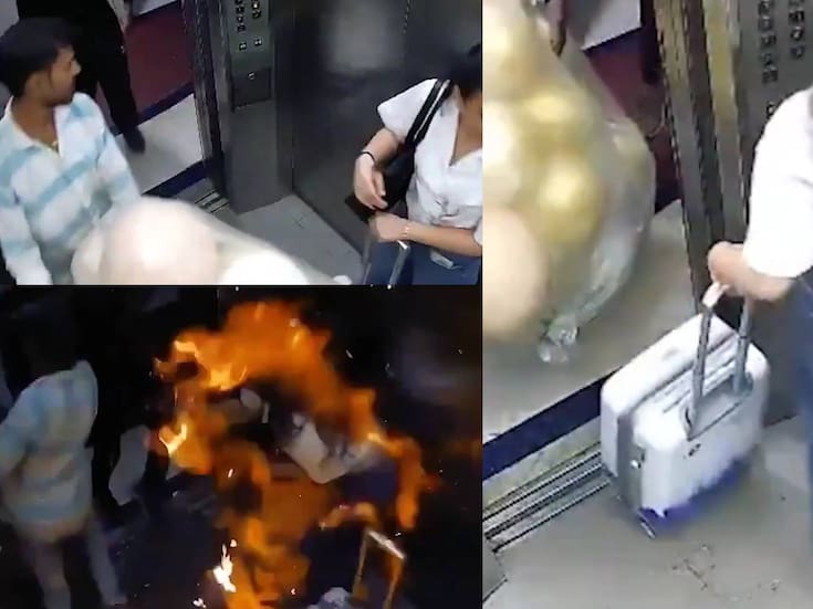 Con quemaduras y horrorizados terminan hombre y mujer en un elevador luego que explotaran globos llenos de gas en India; autoridades investigan la sustancia que contenían los globos que produjo el grave accidente