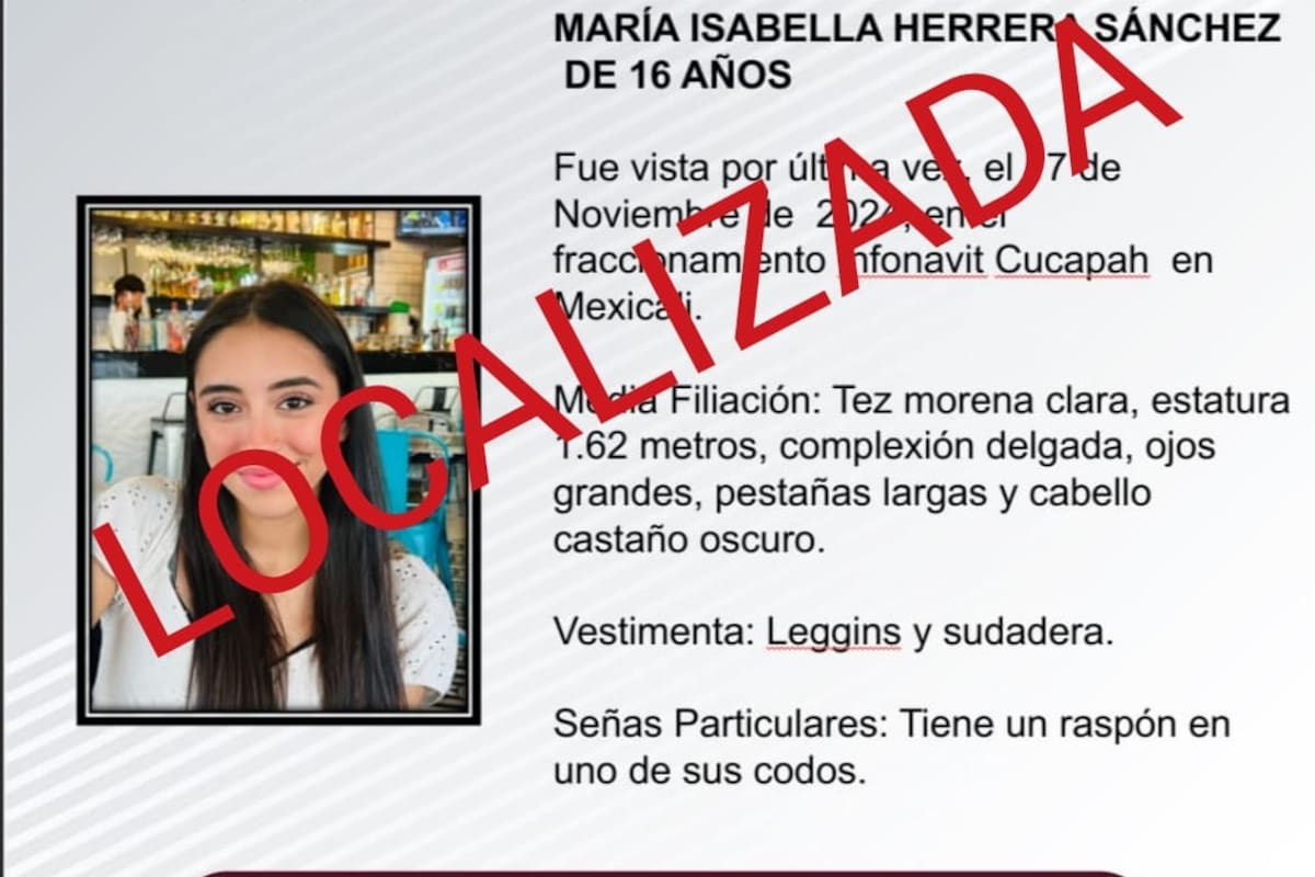 Se cancela pesquisa de María Isabella Herrera Sánchez
