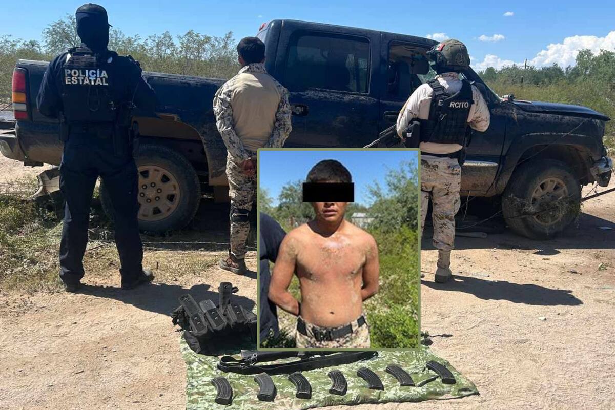 Capturan a una persona, aseguran armas y pick up en El Claro, Sonora