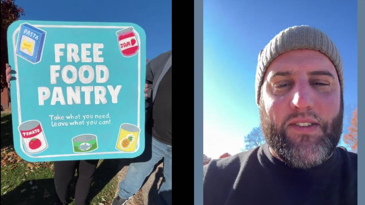 Familia en EEUU se viraliza al instalar en su jardín un banco de alimentos tras decisión de la Corte Suprema de permitirle a TRUMP suspender Programa de Asistencia Nutricional Suplementaria