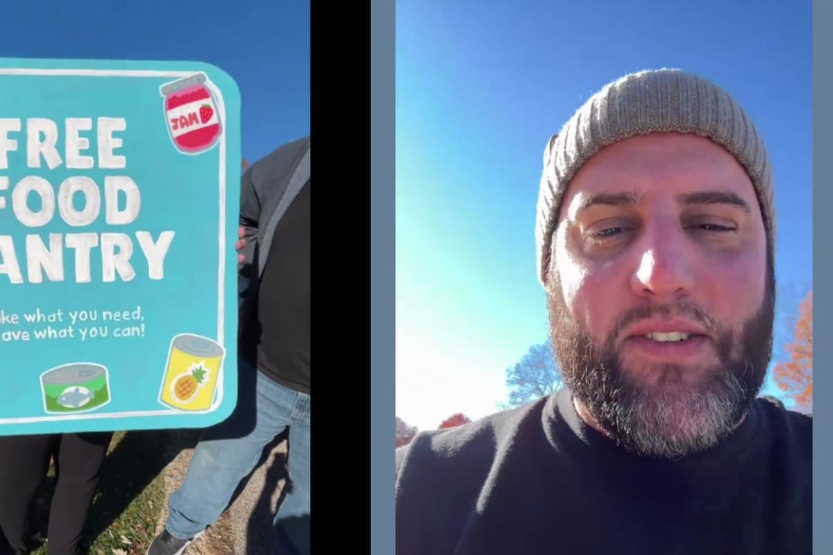 Familia en EEUU se viraliza al instalar en su jardín un banco de alimentos tras decisión de la Corte Suprema de permitirle a TRUMP suspender Programa de Asistencia Nutricional Suplementaria