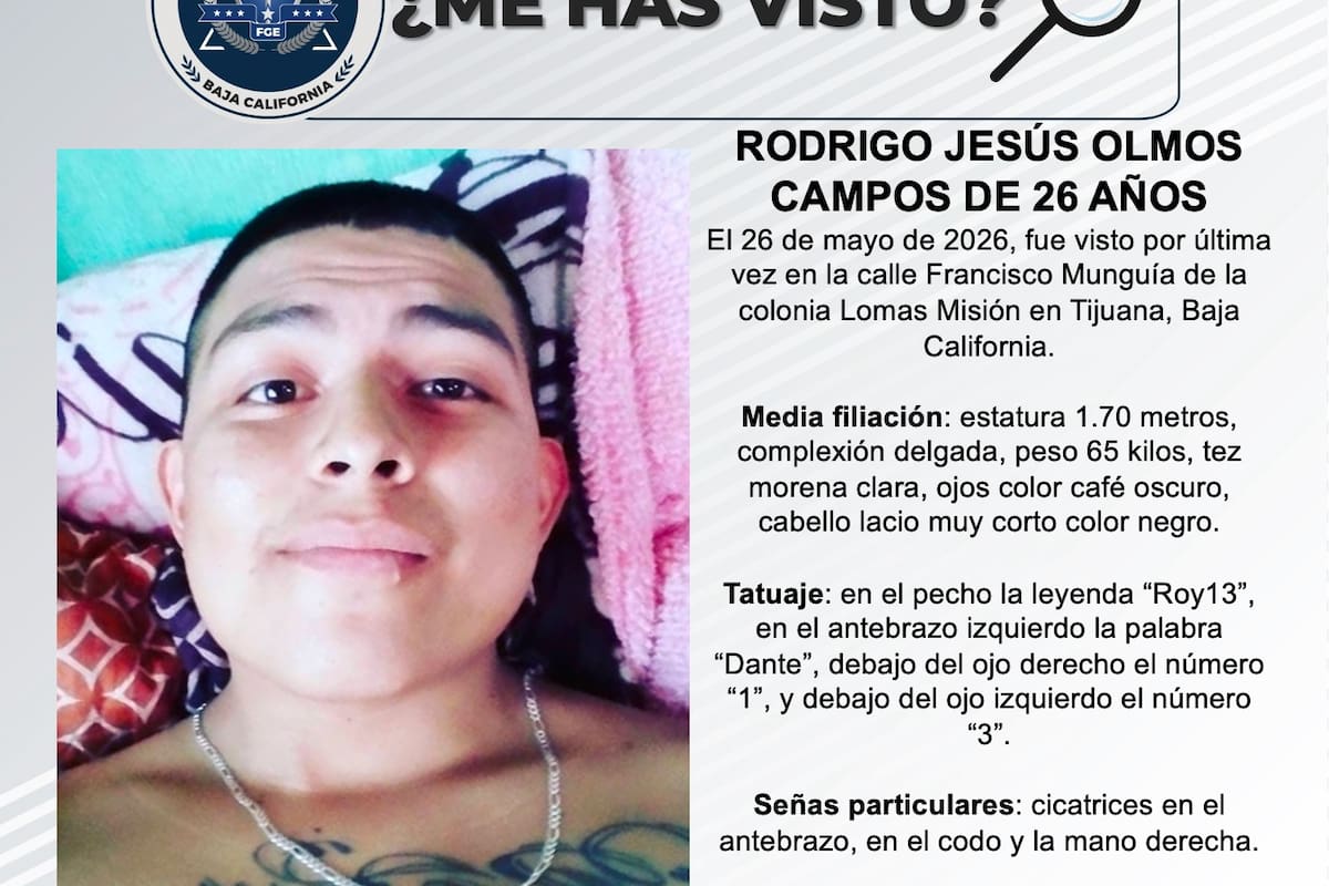 Se busca Rodrigo Jesús Olmos Campos de 26 años de edad