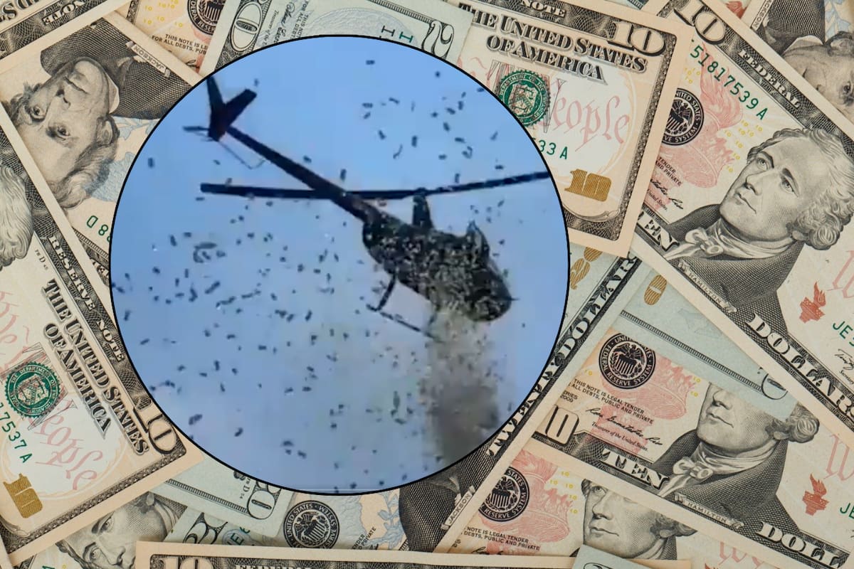 Cumplen el último deseo de un empresario fallecido: lanzar miles de dólares desde un helicóptero en Detroit