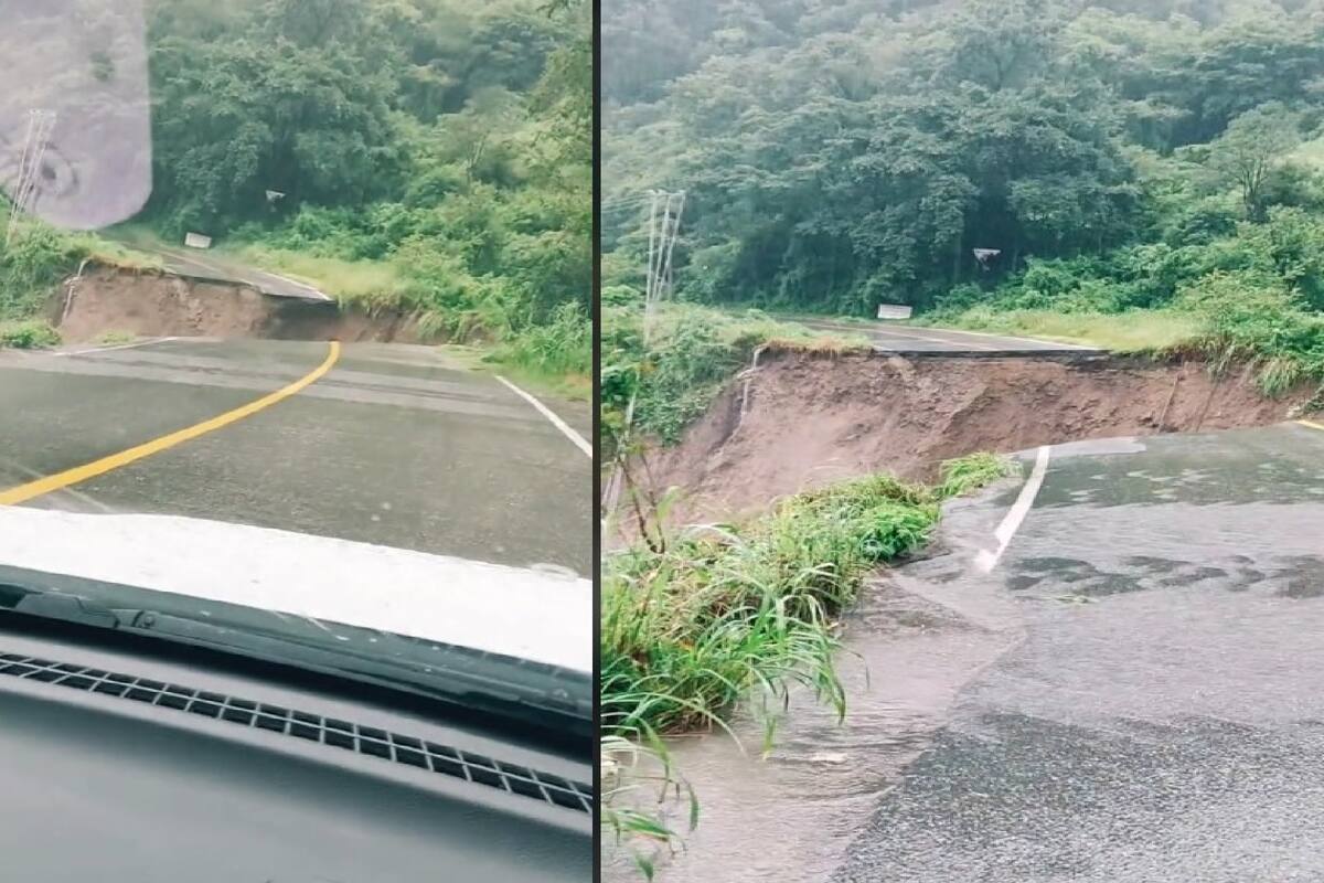 VIDEO: Carretera en Acapulco colapsa frente a los ojos de automovilistas tras paso de huracán